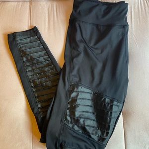 Black Mesh Moto Leggings M